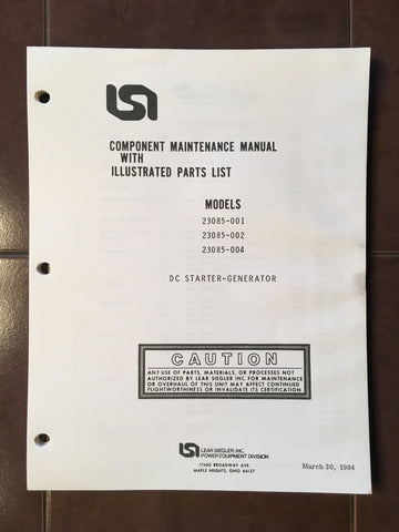 LSI Starter Generator 23085-001, 23085-002, 23085-004 Service & Parts Manual.