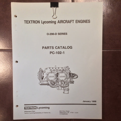 Lycoming O-290-D Series Parts Manual.