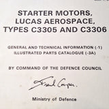 Lucas Starter Motor C3305 & C3306 Technical Manual.  Circa 1976