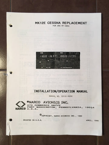 Narco Mk12E Cessna RT-385A Replacement Install Manual.