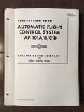 Collins AP-101A/B/C/D Autopilot Install, Service & Parts Manual.