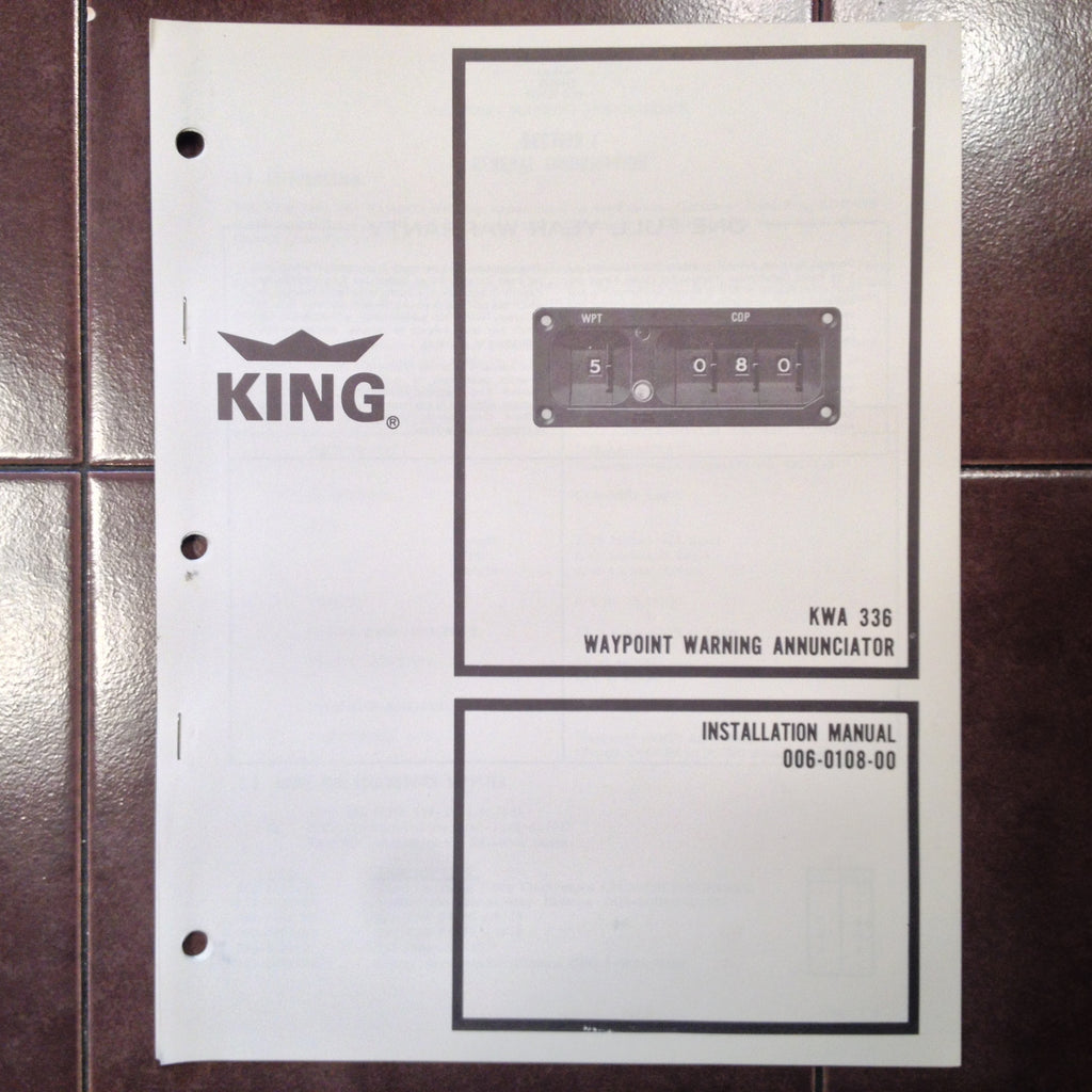 King KWA 336 Waypoint Annunciator Install Manual.