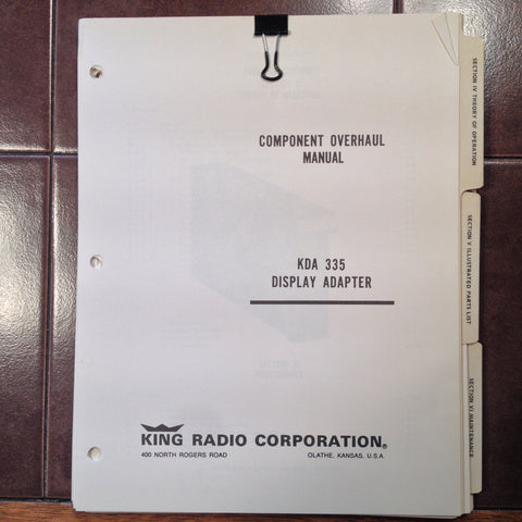 King KDA 335 Component Overhaul Manual.