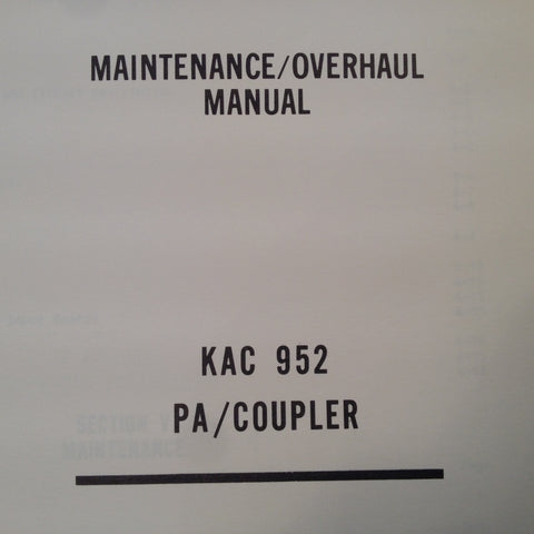 King KAC 952 HF Power Amp Service manual.