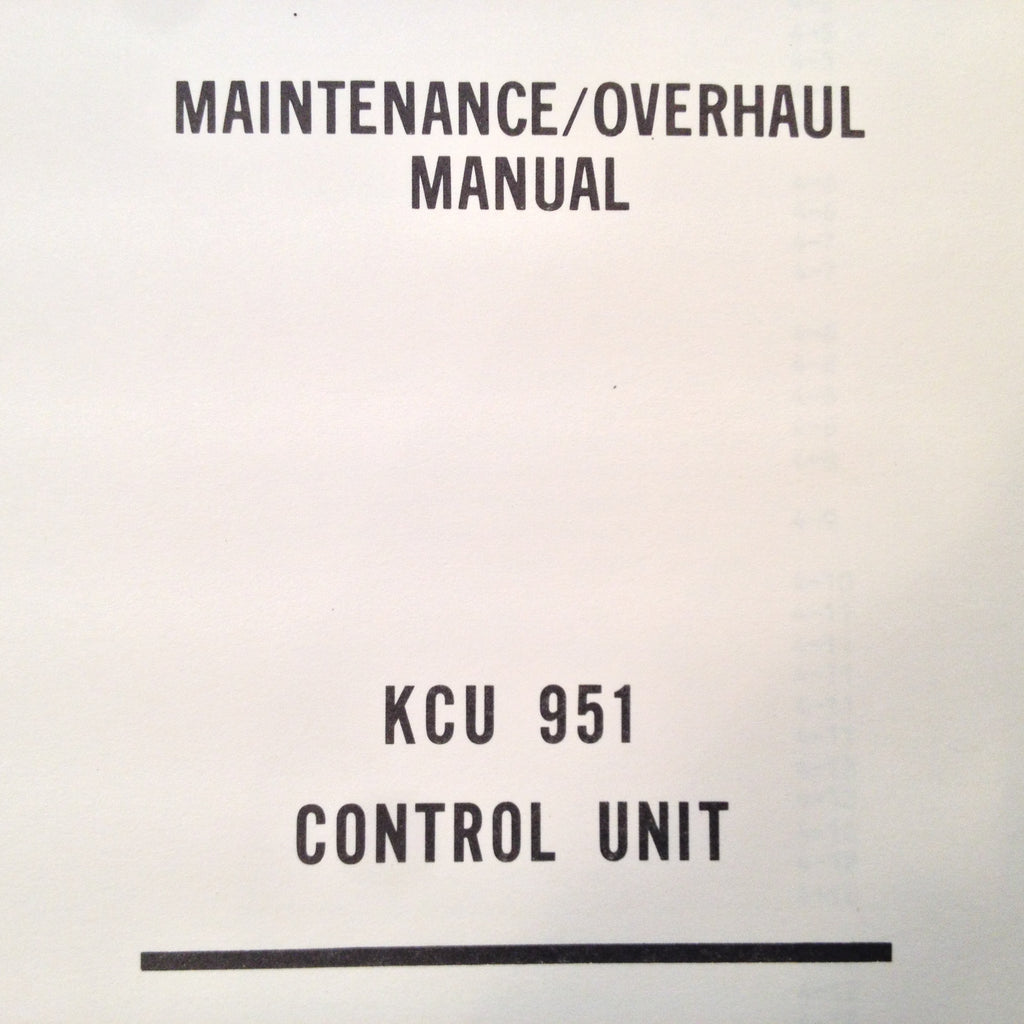King KCU 951 HF Controller Service & Parts manual.