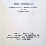 Terra TRT 250 Transponder Install Owner Manual.