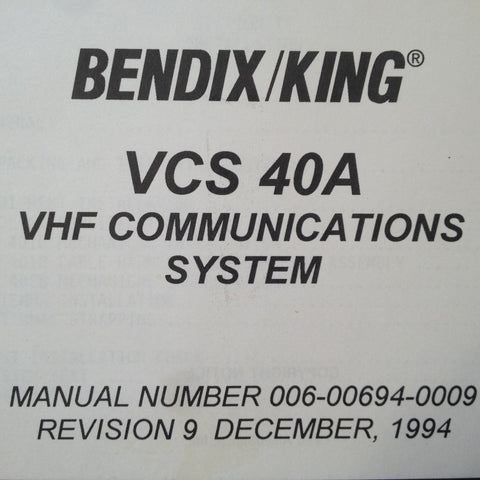 Bendix King VCS 40A Comm Install Manual.