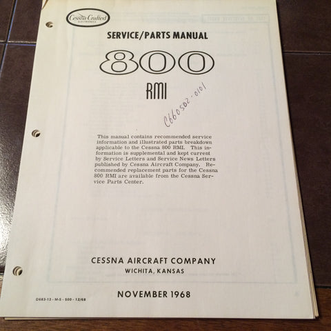 Cessna ARC C660502-0101 & C582606--0101, 800 RMI Install, Service & Parts Manual.