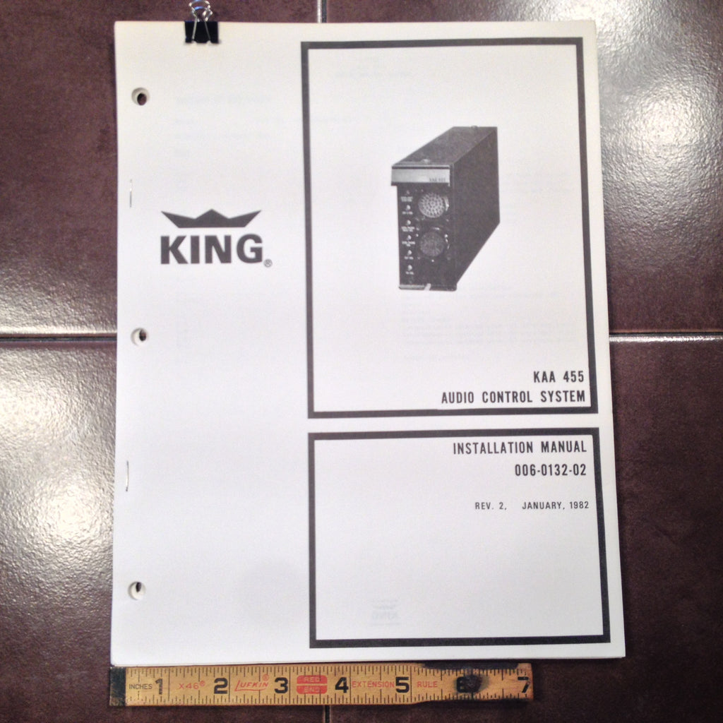 King KAA-455 Audio Control System Install Manual.