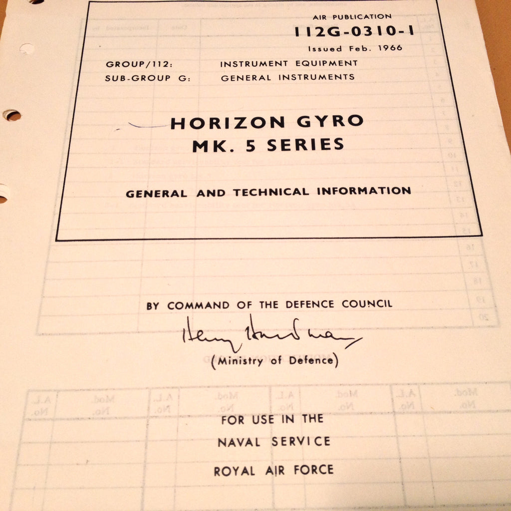 Artificial Horizon Gyro Mk. 5 Series Technical Manual.