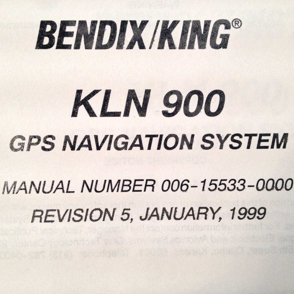 King KLN 900 GPS Install Manual.