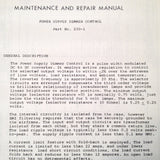 Pacific Systems Corp. Power Supply Dimmer Control pn 230-1 Service Manual.