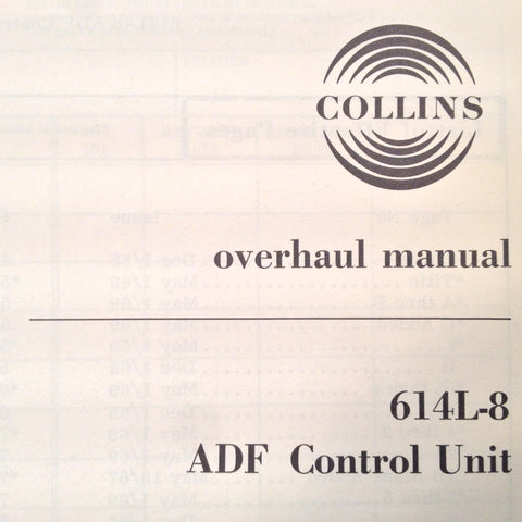 Collins 614L-8 ADF Control Overhaul Manual.