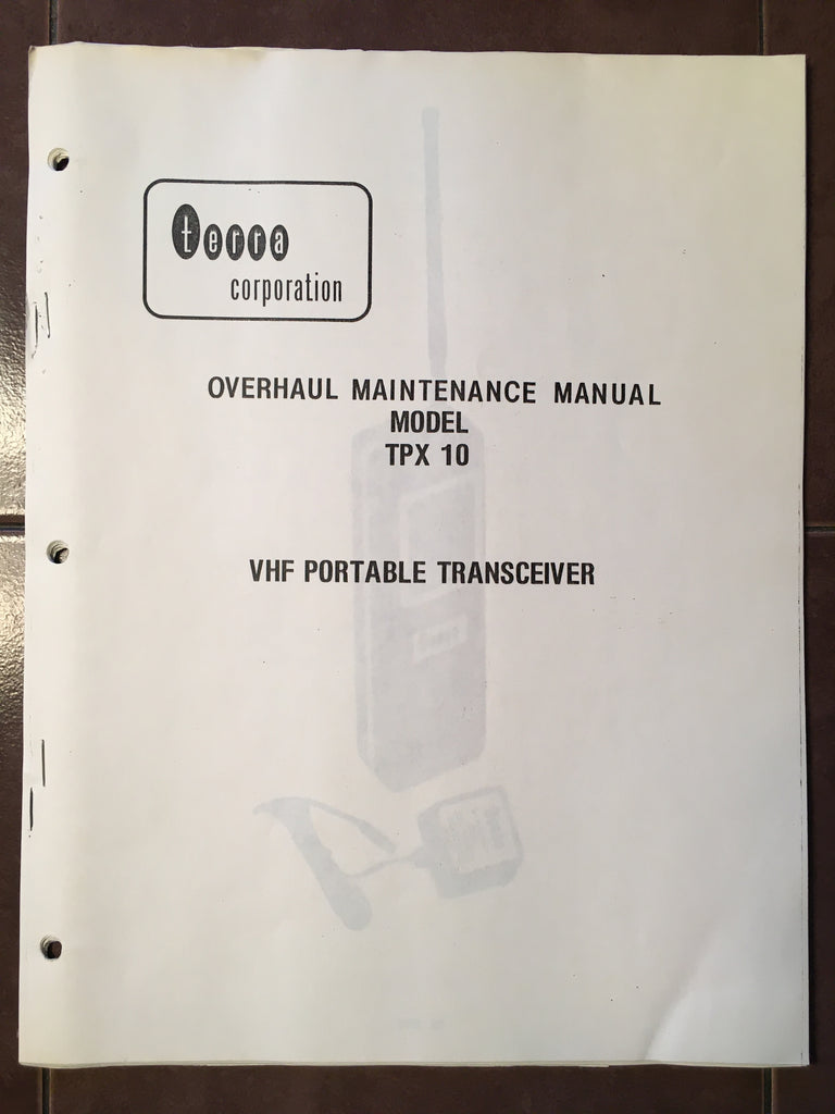 Terra TPX 10 Maintenance Manual.