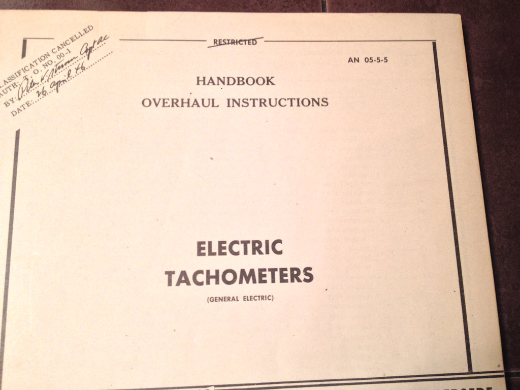 GE Electric Tachometers Overhaul Manual.