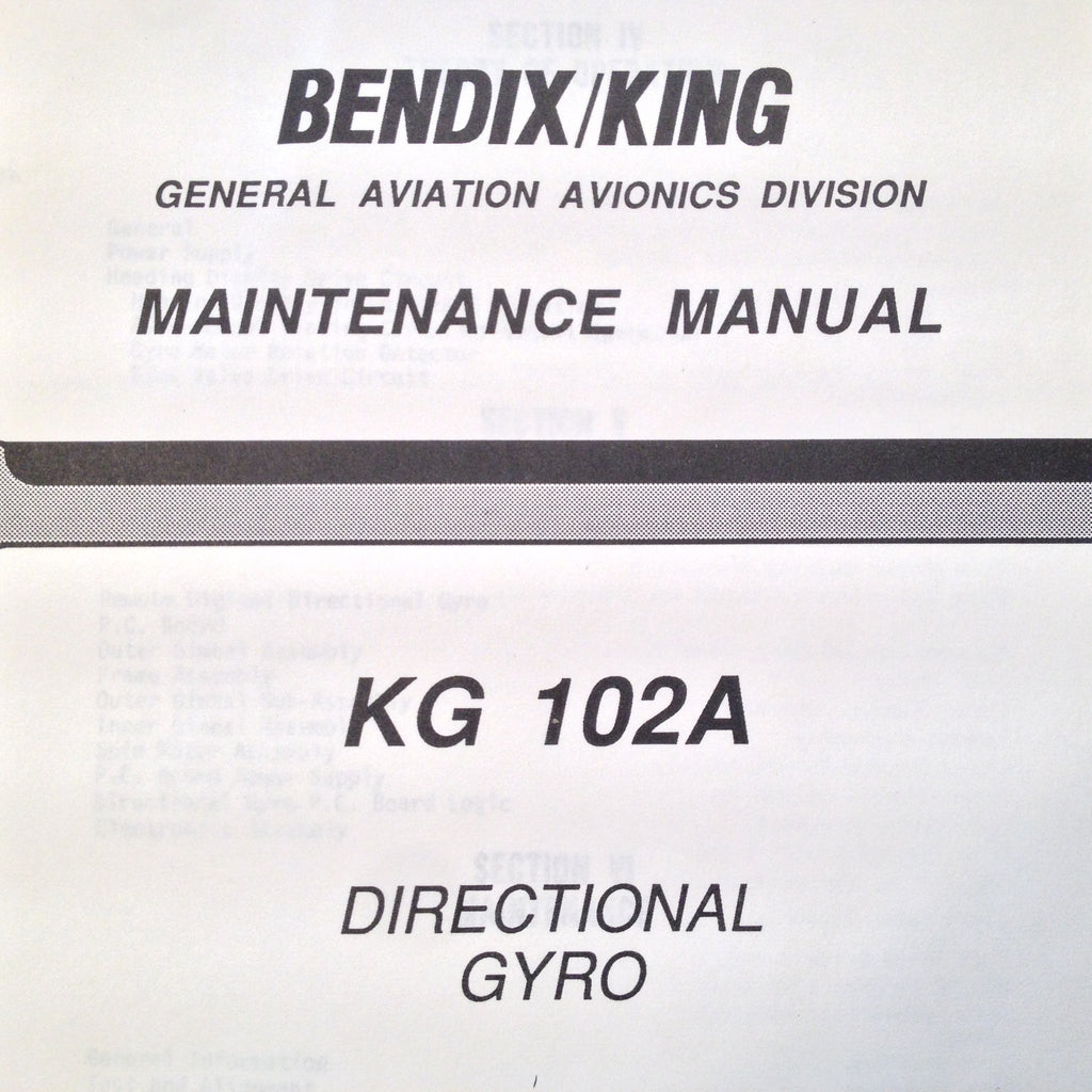 Bendix/King KG-102A DG Gyro Maintenance Manual.