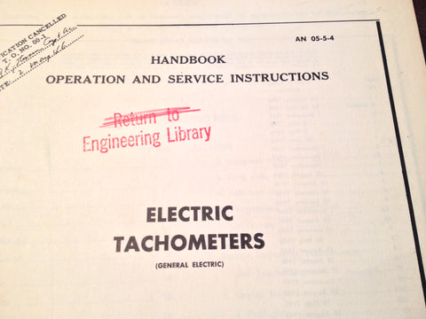 1943-1947 GE Electric Tachometers Service Manual.