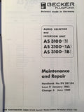 Becker Flugfunk AS 3100-1, 1A & 1B Install Service Manual.