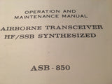 SunAir HF/SSB Model ASB-850 Operation, Install & Service Repair Parts Manual.