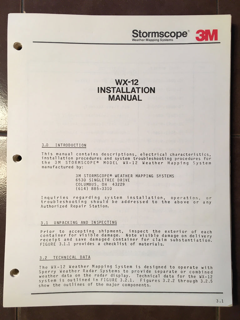 3M Stormscope WX-12 Install Manual .