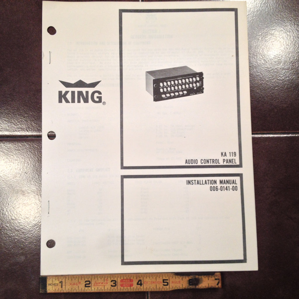 King KA-119 Audio Controller Install Manual.