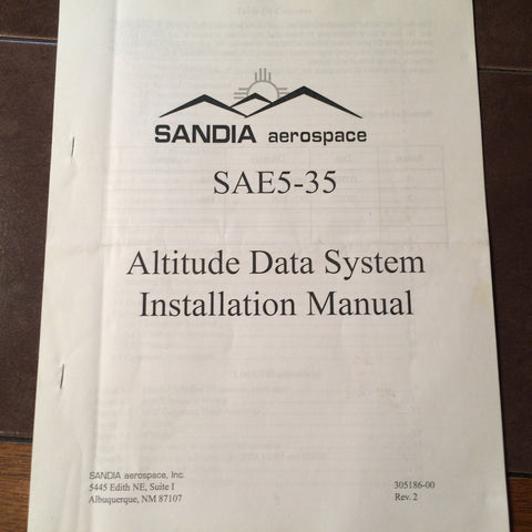 Sandia Aerospace SAE5-35 Altitude Data System Install Manual. Circa 2000.