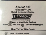 IIMorrow Apollo 820 Flybuddy GPS Laminated Quick Reference Guide.  Circa 1980, 1990.