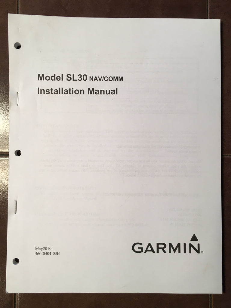 Garmin SL30 Nav Comm Install Manual.