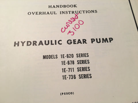 Pesco Hydraulic Gear Pump 1E-620, 1E-678, 1E-711 & 1E-736 Overhaul Manual.