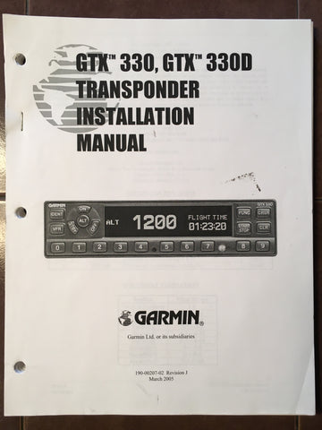 Garmin GTX-330 & GTX-330D Transponder Install Manual.