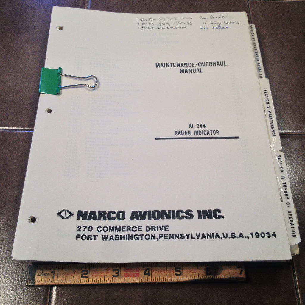 Narco KI 244 Radar Indicator Service Manual, part of KWX 56