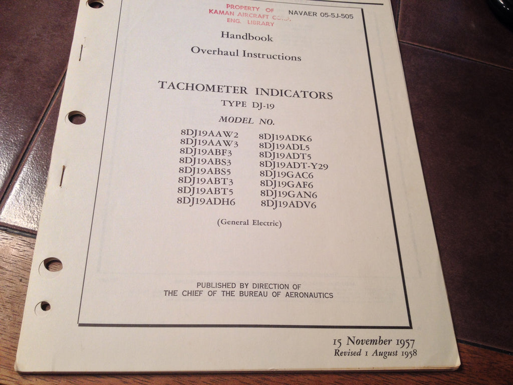 GE Tachometer Indicators DJ-19 Overhaul Manual.