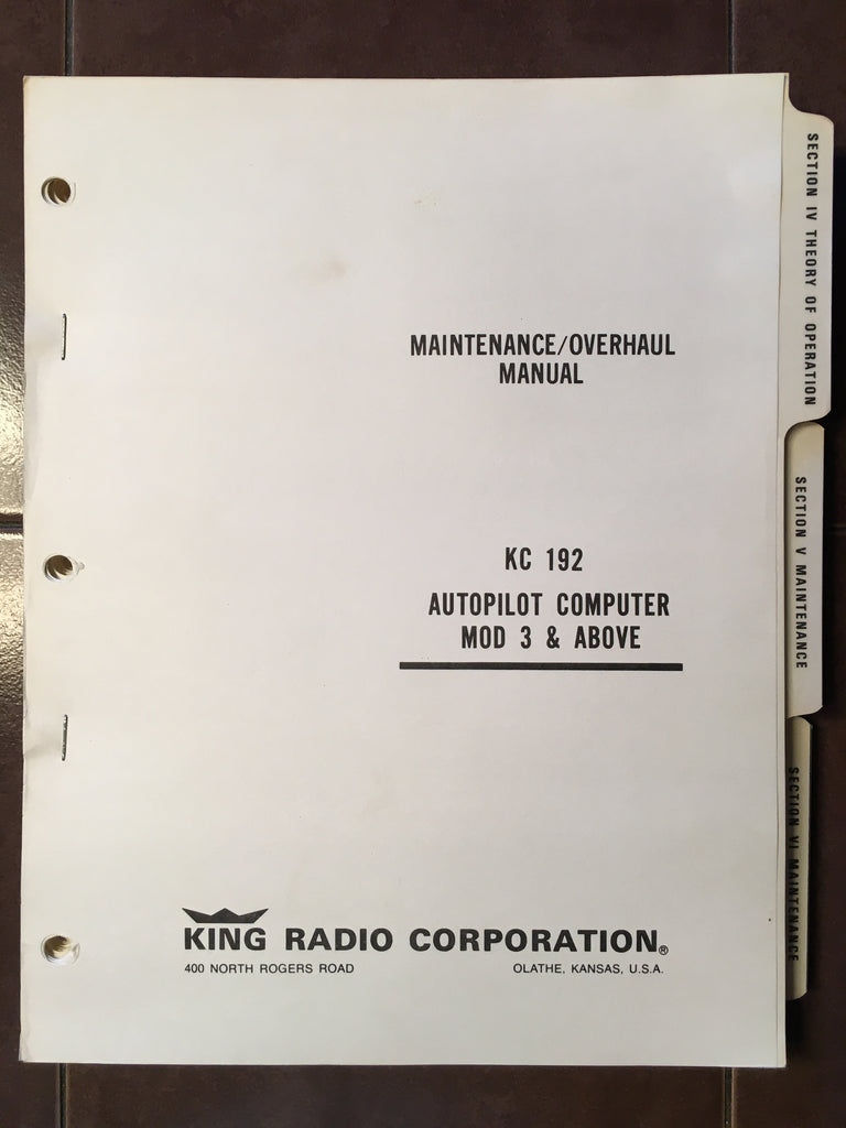 King KC-192 Autopilot Computer Mod 3 & Above Service Manual.