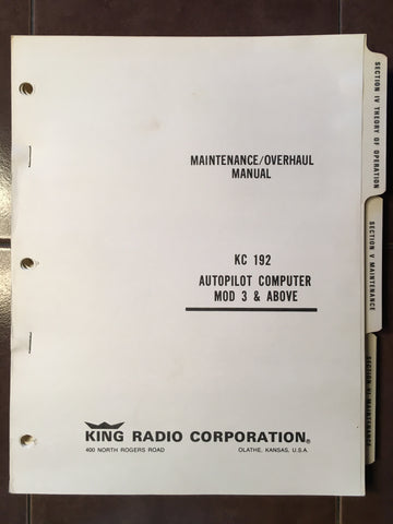 Kc 192 Flight Computer King KC-192 Autopilot Computer Mod 3 & Above Service Manual. – G's ...