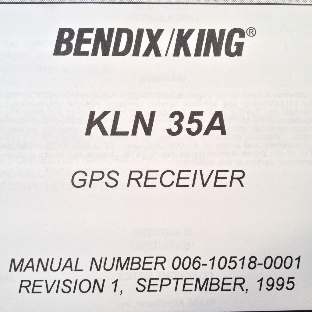 King KLN 35A GPS install manual.
