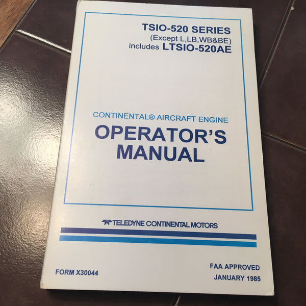 Continental TSIO520 Series & LTSIO520AE Operator's Manual. G's