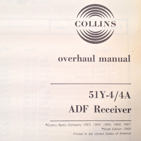 Collins 51Y-4 & 51Y-4A ADF Overhaul Manual.