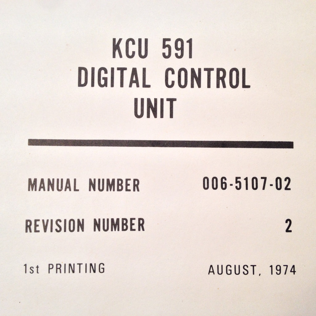 King KCU 591 Com Digital Control Service manual.