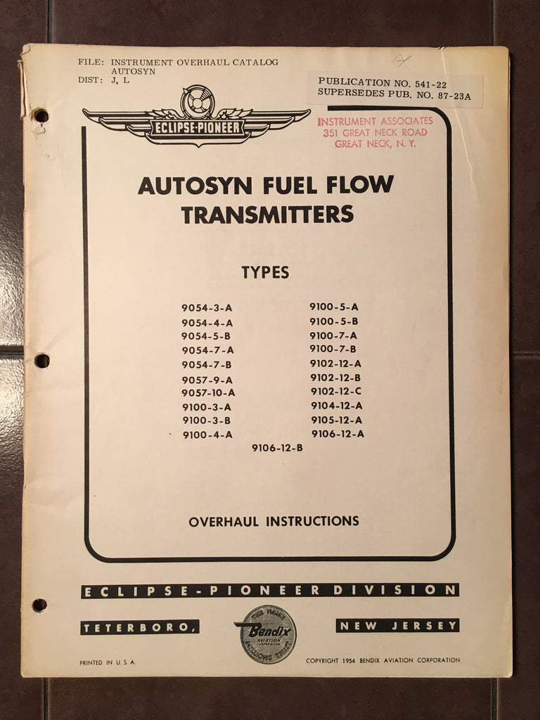 Eclipse-Pioneer Autosyn Fuel Flow Transmitters Overhaul Manual.