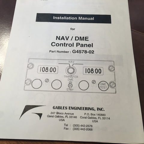 Gables G4578-02 Nav DME Control Install Manual.