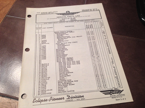 1950s Eclipse-Pioneer Valve-5 Way De-Icer Parts Manual.