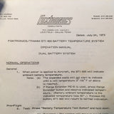 Foxtronics/Tramm BTI 600 Battery Temp System Single Battery Operating Manual.