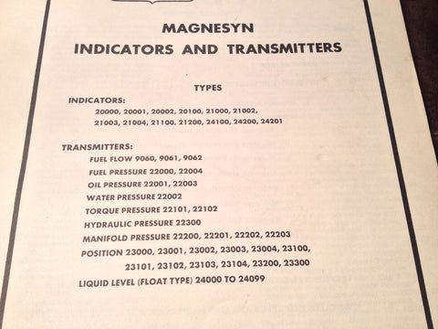 1949 Eclipse-Pioneer Magnesyn Indicators & Transmitters Install & Line Maintenance Manual.