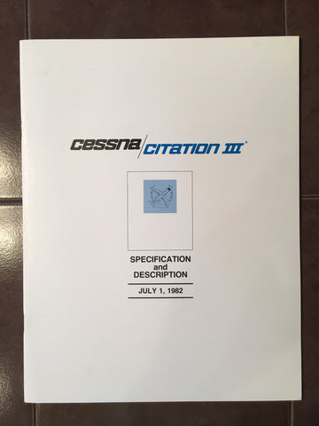 Cessna Citation III Specification & Description Booklet Manual.