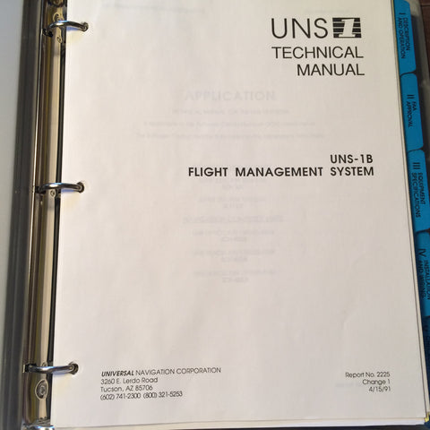 Universal UNS-1B FMS Flight Management System Install & Technical Manual.