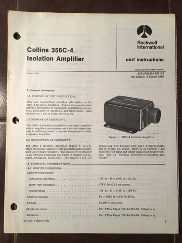 Collins 356C-4 Speaker Amp Service manual.