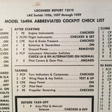 Original 1957 Lockheed 1649A Cockpit Checklist & Emergency Procedures Checklist.