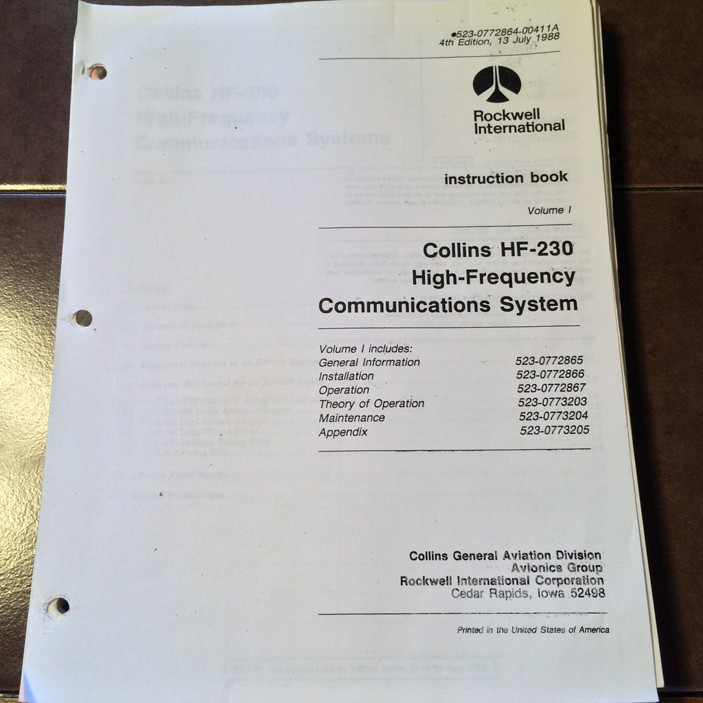 Collins HF-230 Install & Ramp Maintenance Manual.