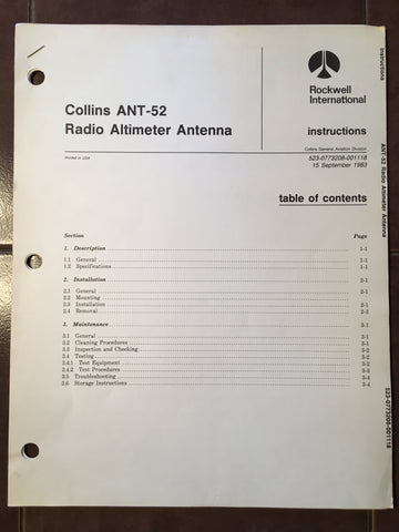 Collins ANT-52 Antenna Install Manual.