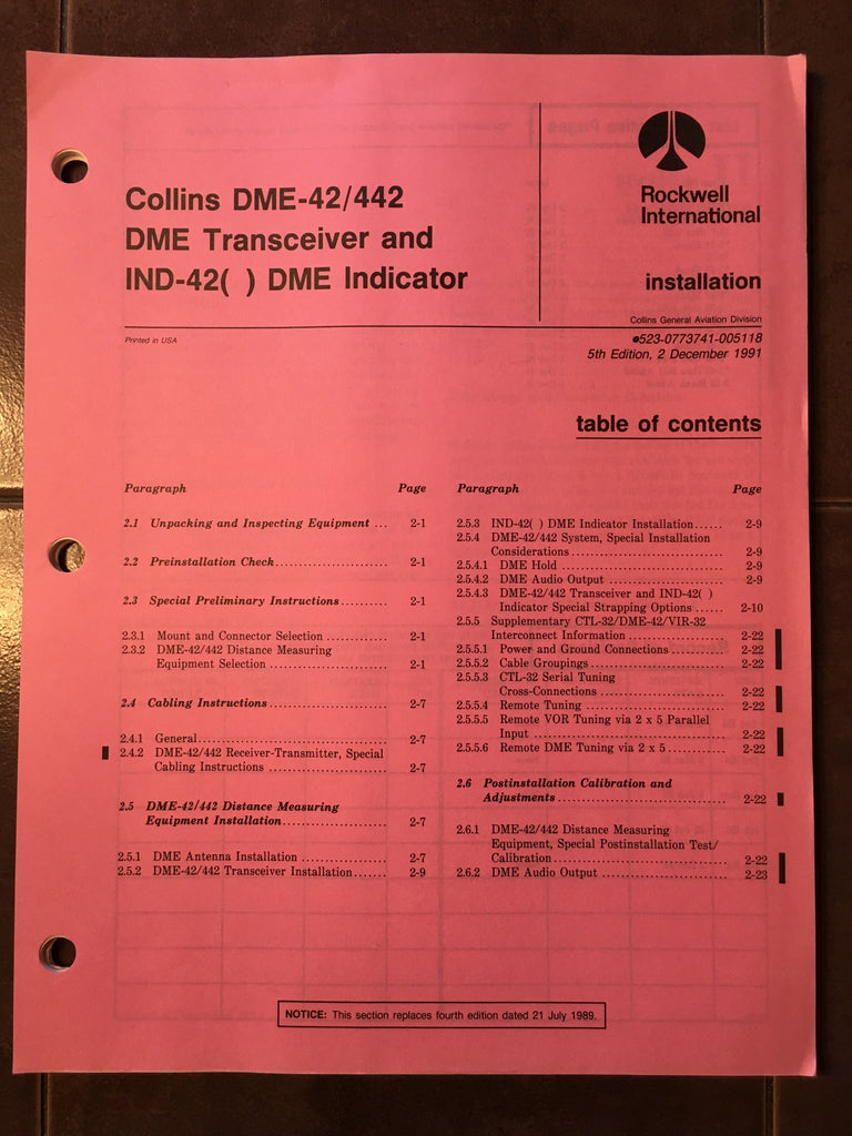 Collins DME-42, DME-442 & IND-42 Install Manual.